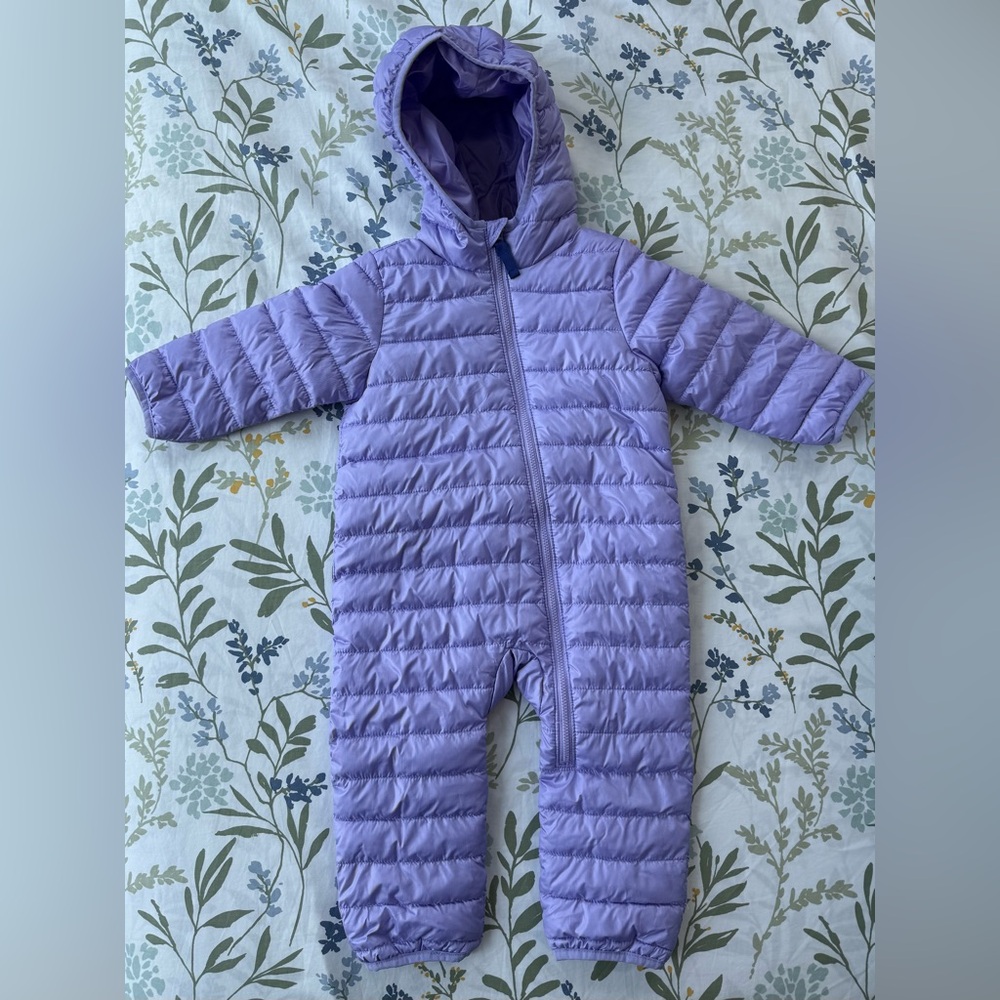 Primary Lavender Quilted Baby Snowsuit 12-18m